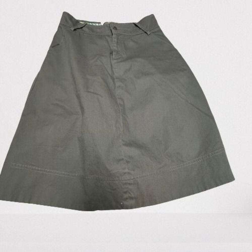 SKFK Do Cross The Line Casual Skirt Womens Ruched Size 1 Back Green Knee Length